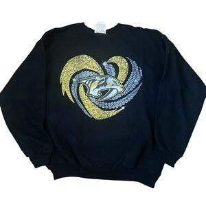 Vintage NHL Nashville Predators Black Hoodie Size Medium by Hanes